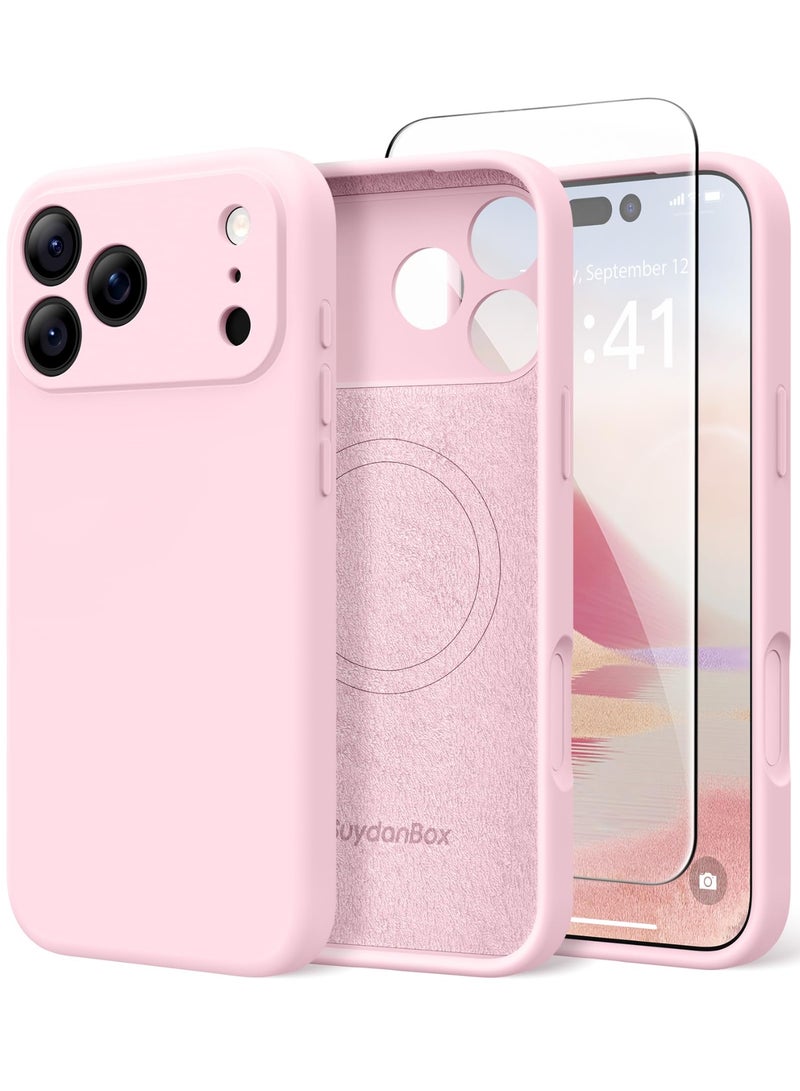 SUYDANBOX Magnetic for iPhone 17 Pro Max Case, Compatible with MagSafe, [Full Camera Protection][Screen Protector] Silicone Shockproof Protective Phone Case for iPhone 17 Pro Max 6.9", Chalk Pink - Image 1